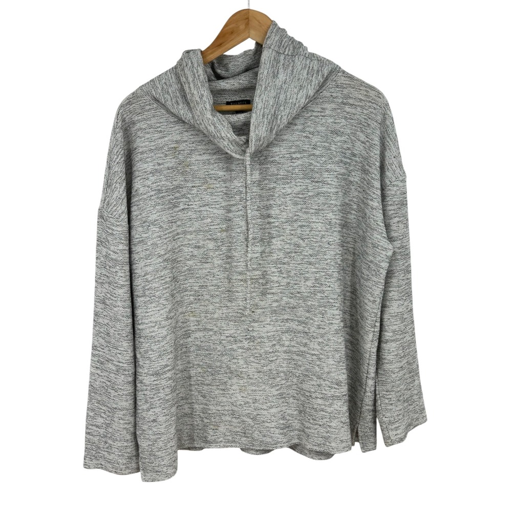 Talbots Woman Cowl Neck Sweater Gray Marl Knit Pullover Plus Size 1X